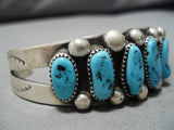 Important Hallmark Vintage Native American Navajo Tommy Moore Turquoise Sterling Silver Bracelet-Nativo Arts