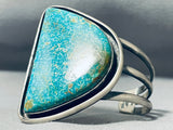 Magnificent Native American Navajo Pilot Mountain Turquoise Sterling Silver Bracelet Signed-Nativo Arts