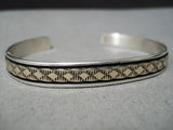 Superior Vintage Native American Navajo 14k Gold Sterling Silver Bruce Morgan Bracelet-Nativo Arts