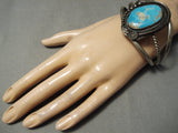 For Larger Wrist Vintage Native American Navajo #8 Turquoise Sterling Silver Bracelet Old-Nativo Arts