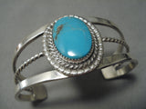 Exceptional Vintage Native American Navajo Blue Gem Turquoise Sterling Silver Native Bracelet-Nativo Arts