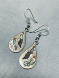 Important Exquisite Vintage Native American Zuni Abalone Sterling Silver Earrings-Nativo Arts