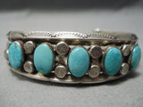 Museum Vintage Native American Navajo Carico Lake Turquoise Sterling Silver Bracelet Old-Nativo Arts