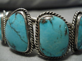 Incredible Blue Diamond Turquoise Vintage Native American Navajo Sterling Silver Bracelet-Nativo Arts