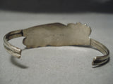 Detailed!! Vintage Native American Navajo Turquoise Inlay Sterling Silver Bracelet Old-Nativo Arts