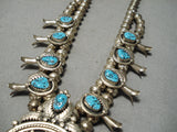 Magnificent Vintage Native American Navajo Sleeping Beauty Turquoise Sterling Silver Necklace-Nativo Arts