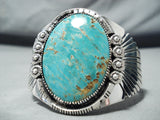 Enormous Navajo Native American Royston Turquoise Sterling Silver Bracelet-Nativo Arts
