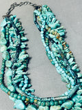 One Of The Best Vintage Native American Navajo Green Turquoise Sterling Silver Necklace-Nativo Arts