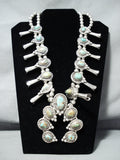 307 Grm Vintage Native American Navajo Royston Turquoise Sterling Silver Squash Blossom Necklace-Nativo Arts