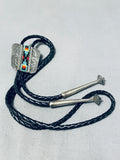 Mesmerizing Native American Navajo Turquoise Sterling Silver Bolo Tie-Nativo Arts
