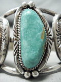 Signed Vintage Native American Navajo Authentic Turquoise Sterling Silver Bracelet-Nativo Arts