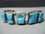 Important Vintage Native American Navajo Jerr Roan Turquoise Sterling Silver Bracelet Old-Nativo Arts