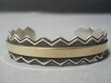Authentic Vintage Native American Navajo Sterling Silver Real Gold Bracelet-Nativo Arts