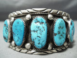 M.c. Tsosie Quality Vintage Native American Navajo Turquoise Nugget Sterling Silver Bracelet-Nativo Arts