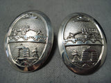 Superb Navajo Sterling Silver Storyteller Earrings Native American-Nativo Arts