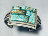 Thunderfoot Vintage Native American Navajo Green Turquoise Inlay Sterling Silver Bracelet-Nativo Arts