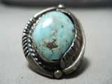 Marvelous Vintage Navajo Turquoise Sterling Silver Ring Native American Old-Nativo Arts