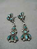 Exceptional Vintage Zuni Native American Turquoise Sterling Silver Earrings Old-Nativo Arts