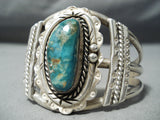 Thick Heavy Cuff Vintage Native American Navajo Gilbert Turquoise Sterling Silver Bracelet-Nativo Arts