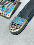 The Best Vintage Native American Navajo Denim Lapis Sterling Silver Ranger Buckle Belt Set-Nativo Arts
