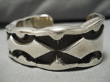 The Heaviest Vintage Native American Navajo Hand Tooled Sterling Silver Bracelet- 223 Grams!!!-Nativo Arts