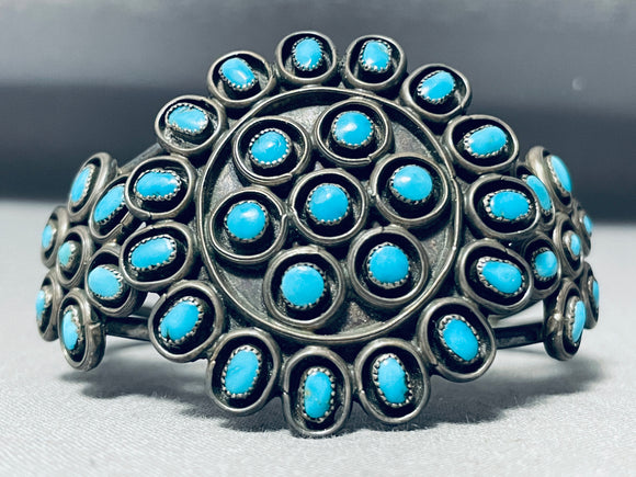 Eyes Of Turquoise Vintage Native American Zuni Sterling Silver Bracelet Cuff-Nativo Arts