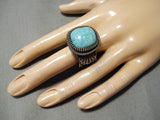 So Heavy Thick Men's Native American Navajo Carico Lake Turquoise Sterling Silver Ring-Nativo Arts