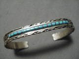 Unique Vintage Zuni Turquoise Sterling Silver Bracelet Native American Old-Nativo Arts