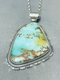 Stunning Native American Navajo Royston Turquoise Sterling Silver Necklace Signed-Nativo Arts