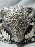 Crazy Buffalo Huge Native American Navajo Turquoise Sterling Silver Bracelet- 210 Grams!-Nativo Arts