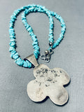 Breathtaking Vintage Native American Navajo 4 Morenci Kingman Turquoise Sterling Silver Necklace-Nativo Arts