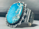 Huge Vintage Native American Navajo Gilbert Turquoise Sterling Silver Bracelet-Nativo Arts