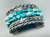 One Of The Most Unique Vintage Native American Navajo Turquoise Coil Sterling Silver Bracelet-Nativo Arts