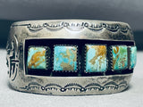 Kokopelli Side Vintage Native American Navajo Green Turquoise Sterling Silver Bracelet-Nativo Arts