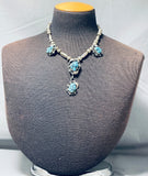 Very Unique Vintage Native American Navajo Turquoise Sterling Silver Tubule Necklace Old-Nativo Arts