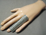 One Of The Tallest Vintage Native American Zuni Needle Turquoise Sterling Silver Ring-Nativo Arts