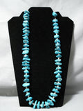 Very Chunky Vintage Native American Navajo Deep Blue Turquoise Heishi Necklace Old-Nativo Arts