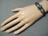 Marvelous Vintage Native American Navajo Old Kingman Turquoise Sterling Silver Bracelet Old-Nativo Arts