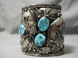 One Of The Biggest Vintage Native American Navajo Native American Navajo Turquoise Sterling Silver Bracelet Old-Nativo Arts