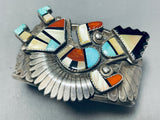 Important Alonzo Hustitto Vintage Native American Zuni Inlay Sterling Silver Bracelet-Nativo Arts