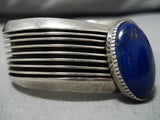 Impressive Vintage Native American Navajo Nez Lapis Sterling Silver Bracelet Cuff-Nativo Arts