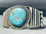 Unrivaled Native American Navajo Signed Huge Kingman Turquoise Sterling Silver Bracelet-Nativo Arts