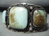 One Of Best Vintage Native American Navajo Squared Royston Turquoise Sterling Silver Bracelet-Nativo Arts