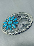 Expressive Vintage Native American Navajo Sleeping Beauty Turquoise Sterling Silver Buckle-Nativo Arts