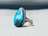 Lovely Vintage Native American Navajo Bisbee Turquoise Sterling Silver Ring-Nativo Arts