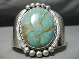 Huge Vintage Native American Navajo Royston Turquoise Big Flank Sterling Silver Bracelet-Nativo Arts