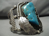 Rare Eldon Kalemsa Vintage Native American Navajo Blue Gem Turquoise Sterling Silver Bracelet-Nativo Arts
