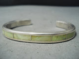 Exquisite Zuni Gaspeite Sterling Silver Bracelet Native American-Nativo Arts