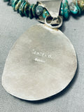 Fabulous Native American Navajo Royston Turquoise Sterling Silver Necklace Signed-Nativo Arts