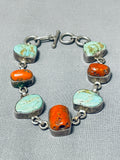 Amazing Vintage Native American Navajo Royston Turquoise Sterling Silver Link Bracelet-Nativo Arts